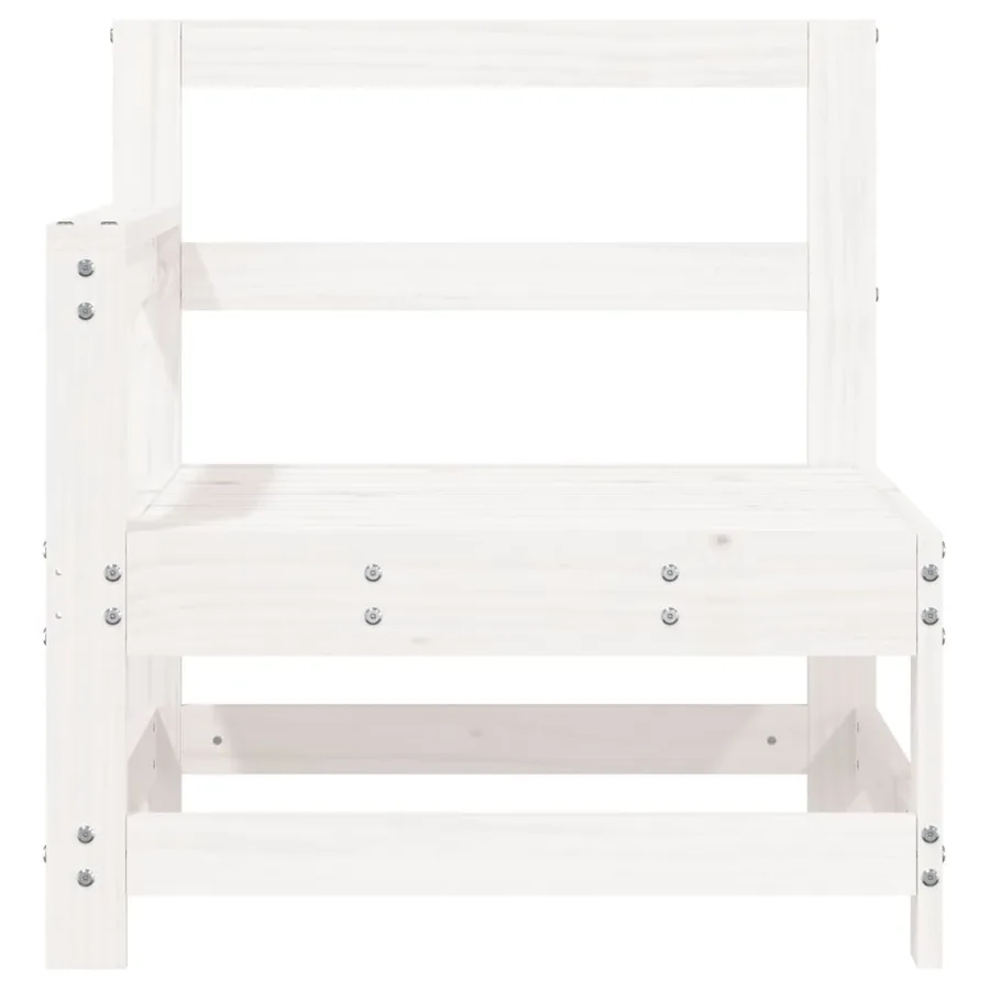 Canapé d'angle de jardin blanc bois de pin massif - 3