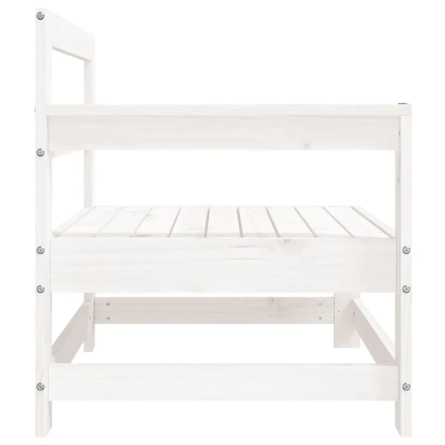 Canapé d'angle de jardin blanc bois de pin massif - 4