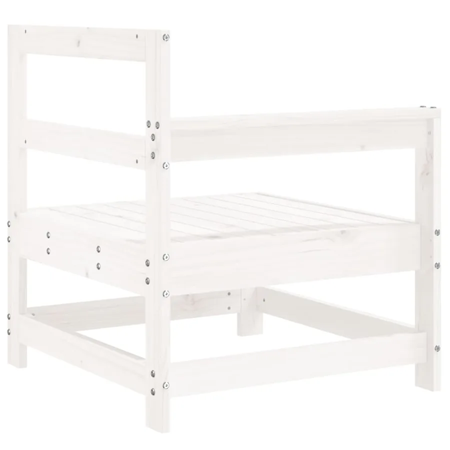 Canapé d'angle de jardin blanc bois de pin massif - 5