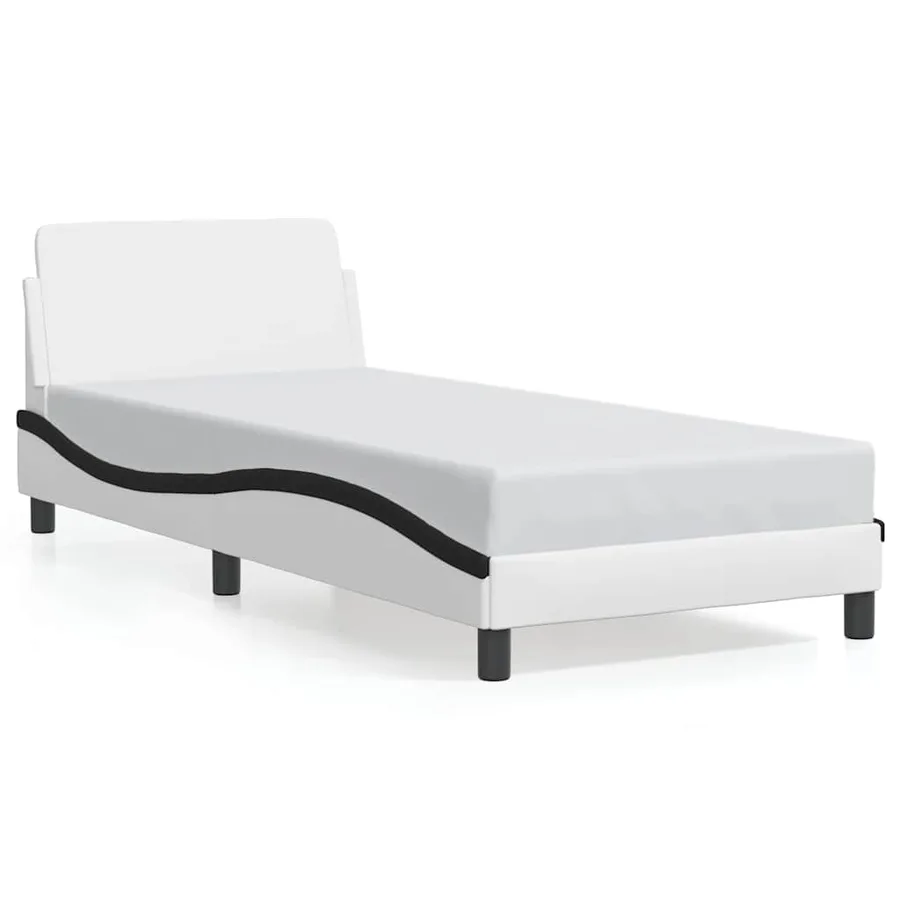 Cadre de lit Dover blanc et noir 90x200 cm similicuir - 2
