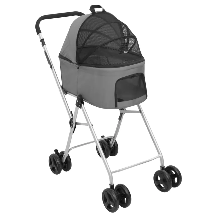 Poussette pour chien pliante à 2 niveaux Gris 83x48x97 cm - 8
