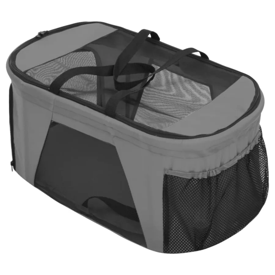 Poussette pour chien pliante à 2 niveaux Gris 83x48x97 cm - 9