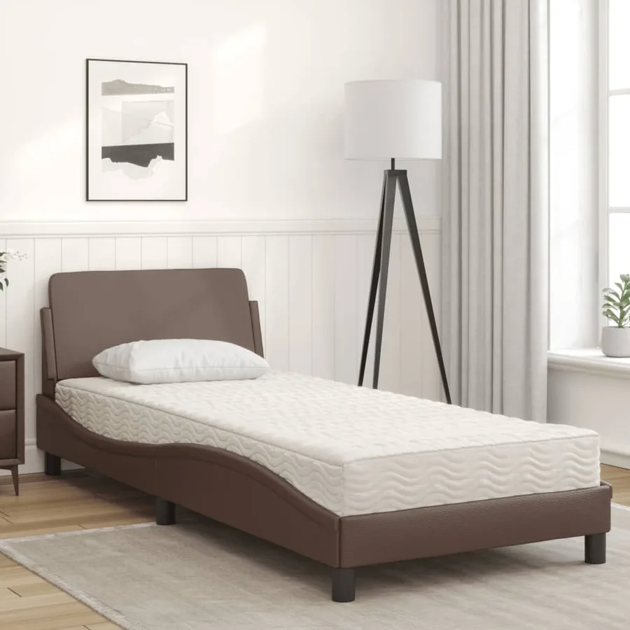 Lit avec matelas Dover marron 90x200 cm similicuir - 3