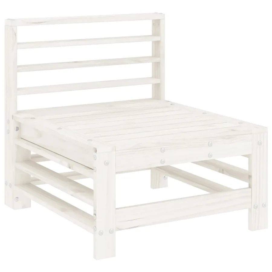 Canapé central de jardin blanc bois de pin massif - 2