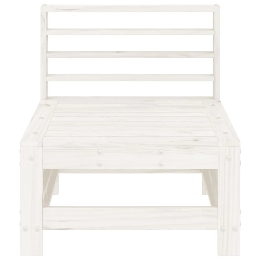 Canapé central de jardin blanc bois de pin massif - 3