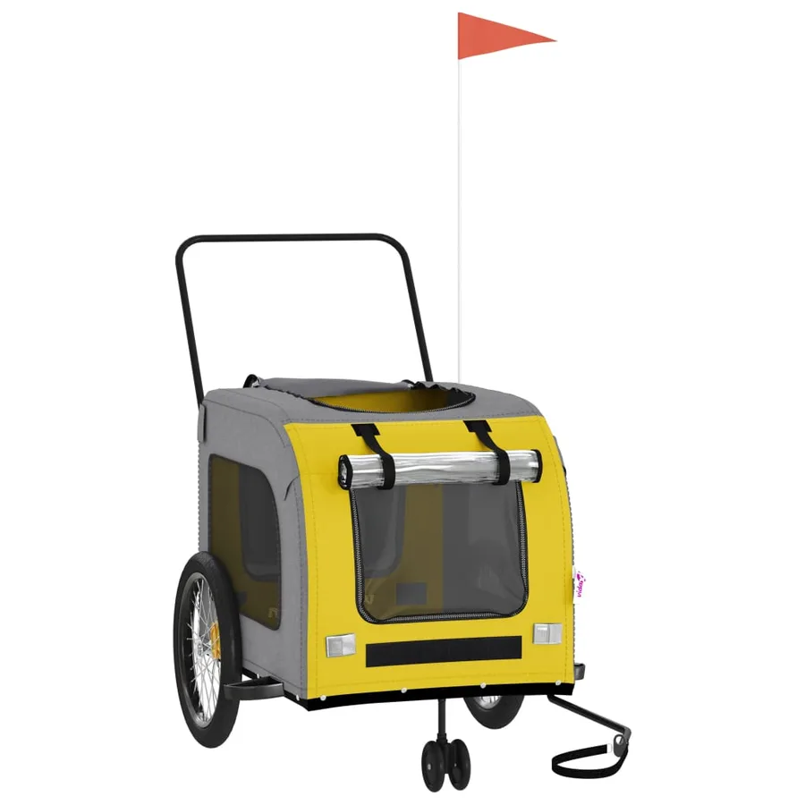 Remorque de vélo pour animaux de compagnie jaune et gris - 3