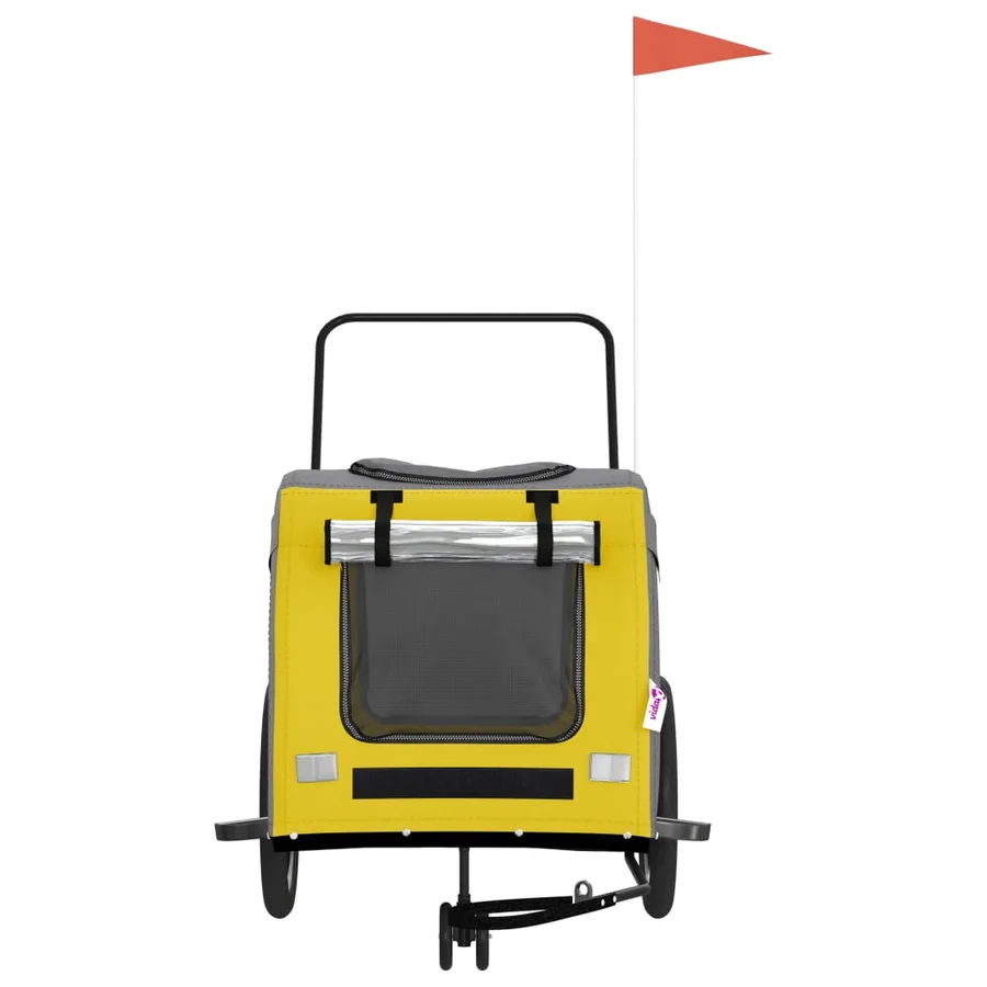 Remorque de vélo pour animaux de compagnie jaune et gris - 4