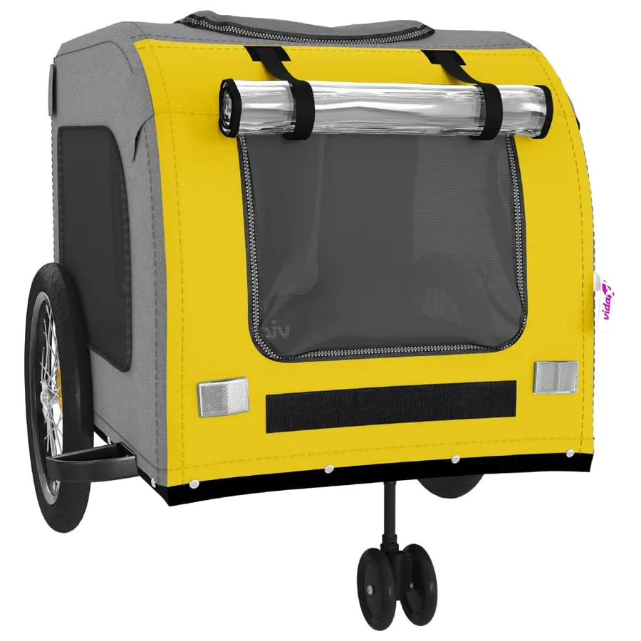 Remorque de vélo pour animaux de compagnie jaune et gris - 5