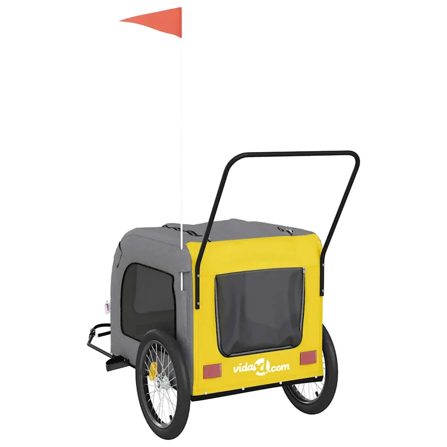 Remorque de vélo pour animaux de compagnie jaune et gris - 8