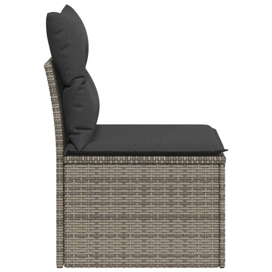 Canapé de jardin sans accoudoirs coussins gris résine tressée - 5