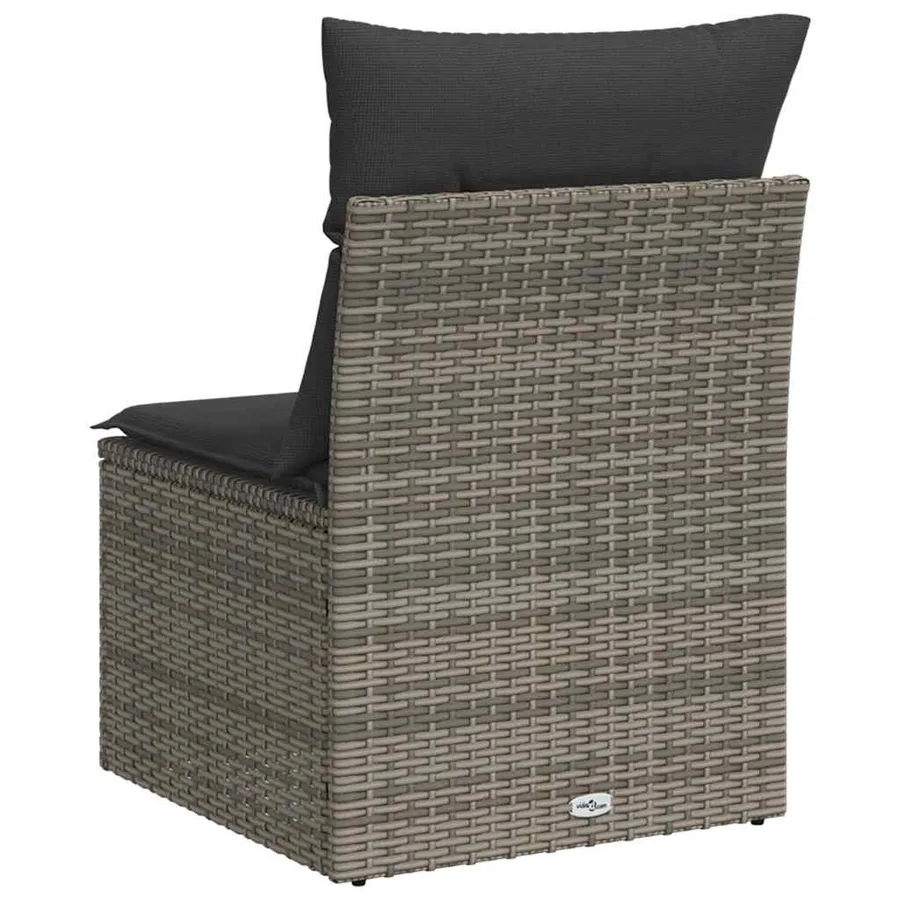 Canapé de jardin sans accoudoirs coussins gris résine tressée - 6