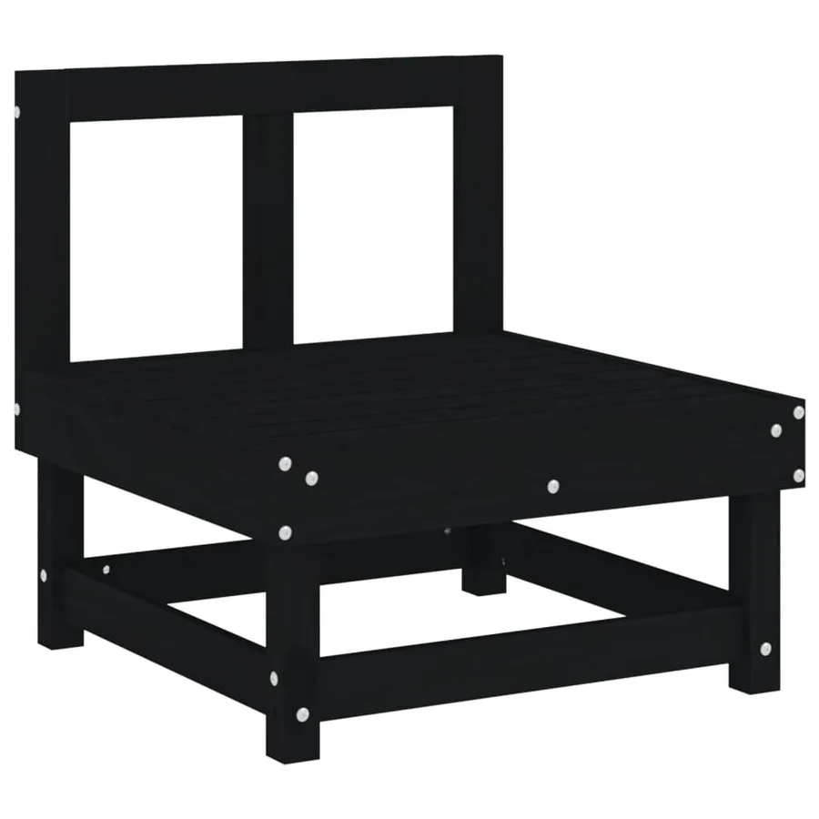 Canapés centraux de jardin 2 pcs noir bois de pin massif - 3