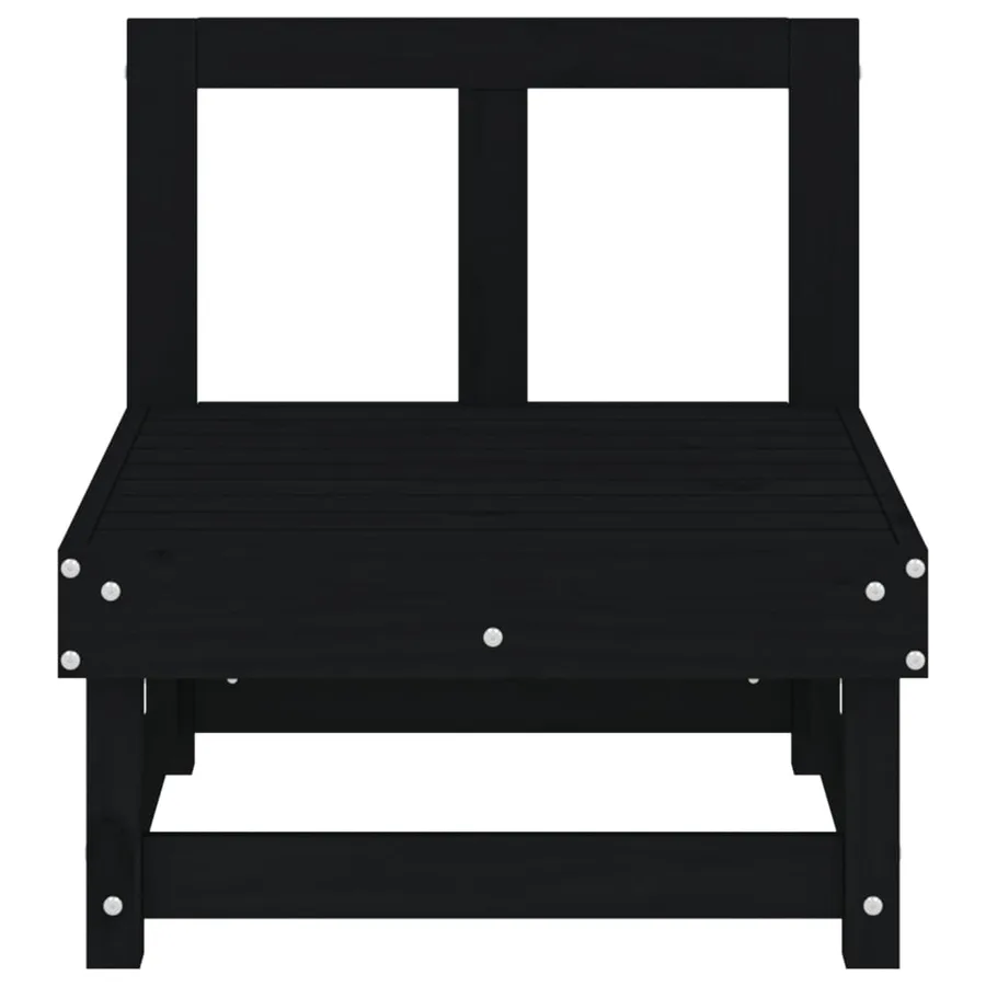 Canapés centraux de jardin 2 pcs noir bois de pin massif - 4