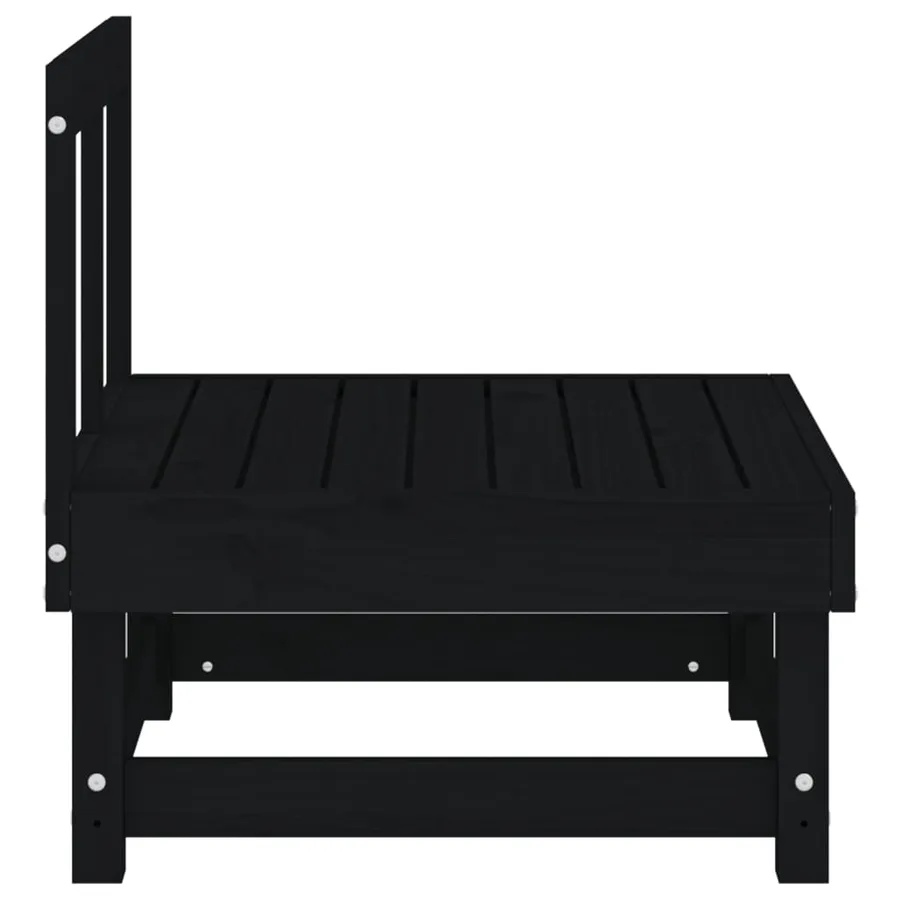 Canapés centraux de jardin 2 pcs noir bois de pin massif - 6