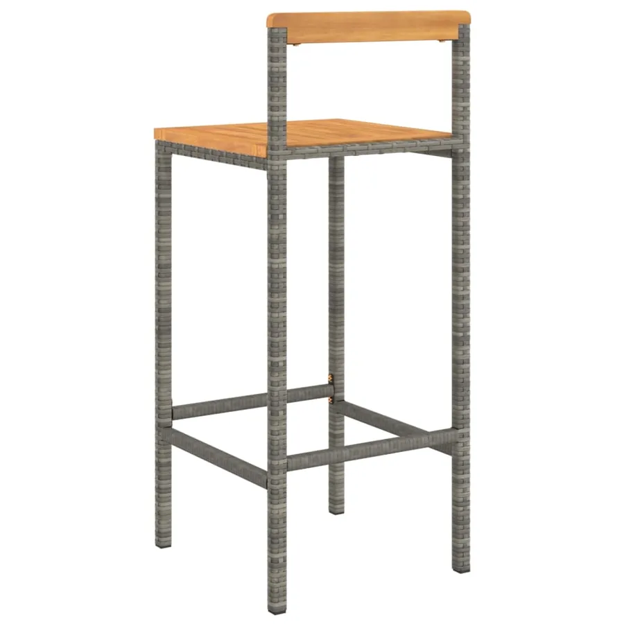 Tabourets de bar lot de 4 gris résine tressée et bois d'acacia - 6