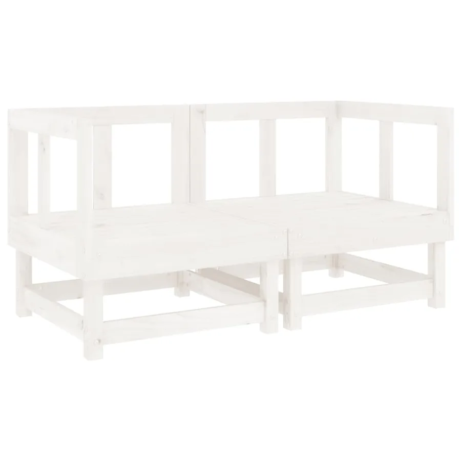 Canapés d'angle de jardin 2 pcs blanc bois de pin massif - 2