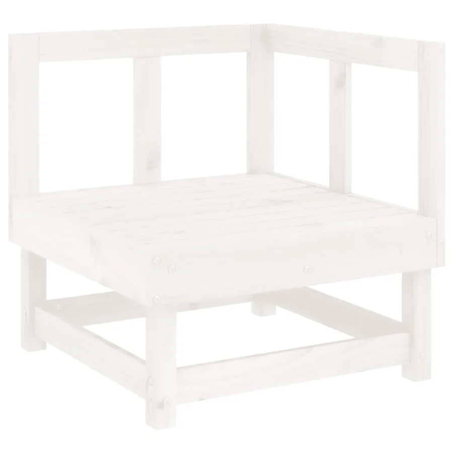 Canapés d'angle de jardin 2 pcs blanc bois de pin massif - 3