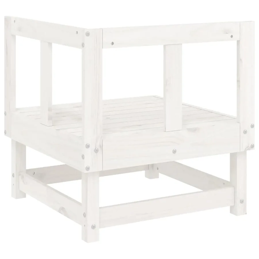 Canapés d'angle de jardin 2 pcs blanc bois de pin massif - 5
