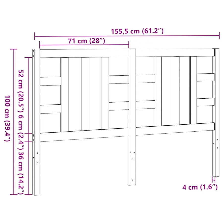 Tête de lit cire marron 150 cm bois massif de pin - 9