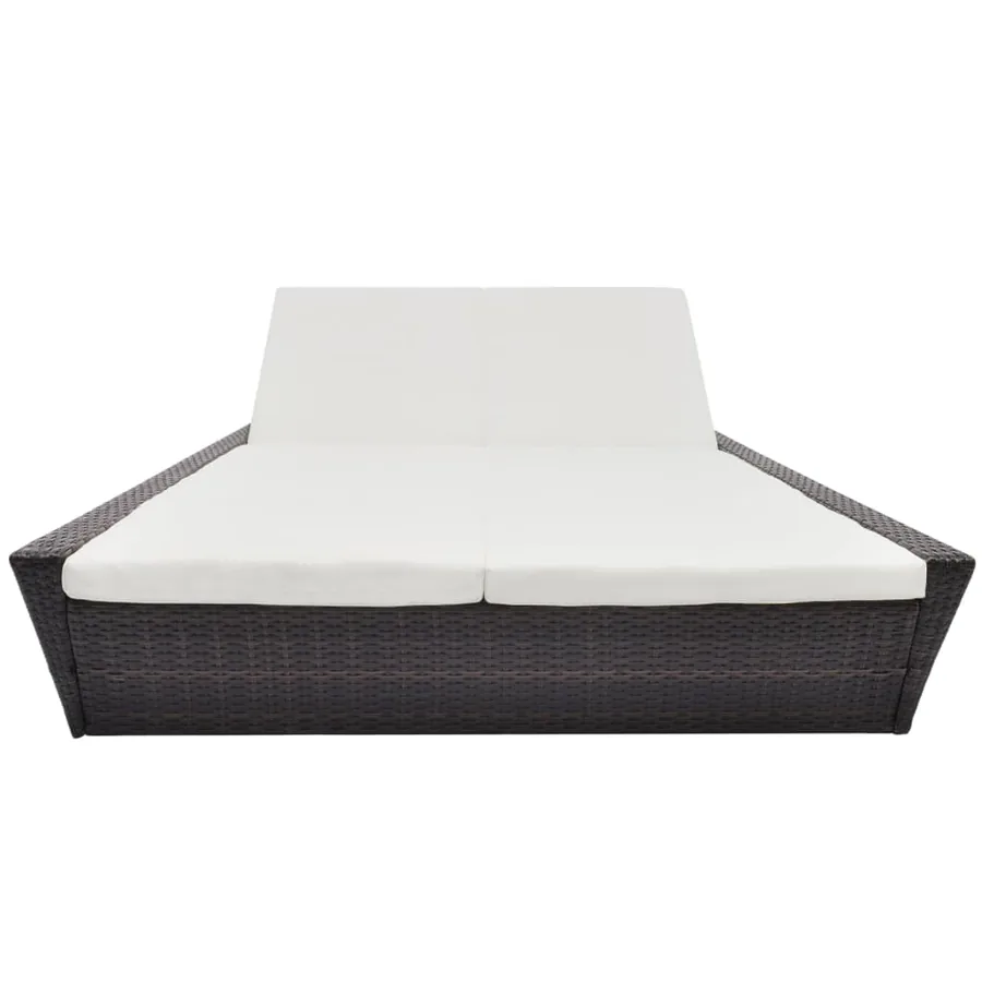 Lit de repos d'extérieur avec coussin Résine tressée Marron - 2