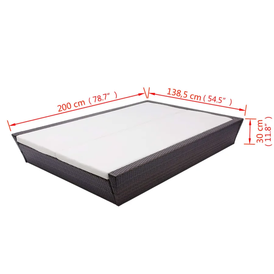 Lit de repos d'extérieur avec coussin Résine tressée Marron - 8