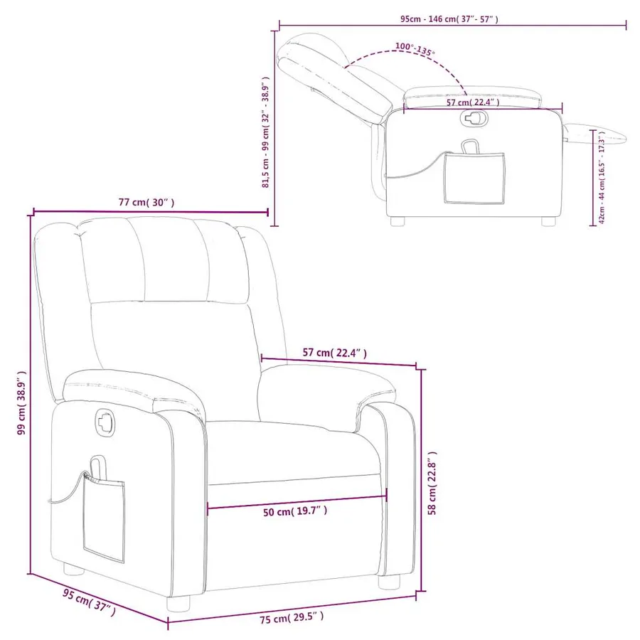 Fauteuil de massage inclinable Gris Similicuir - 13