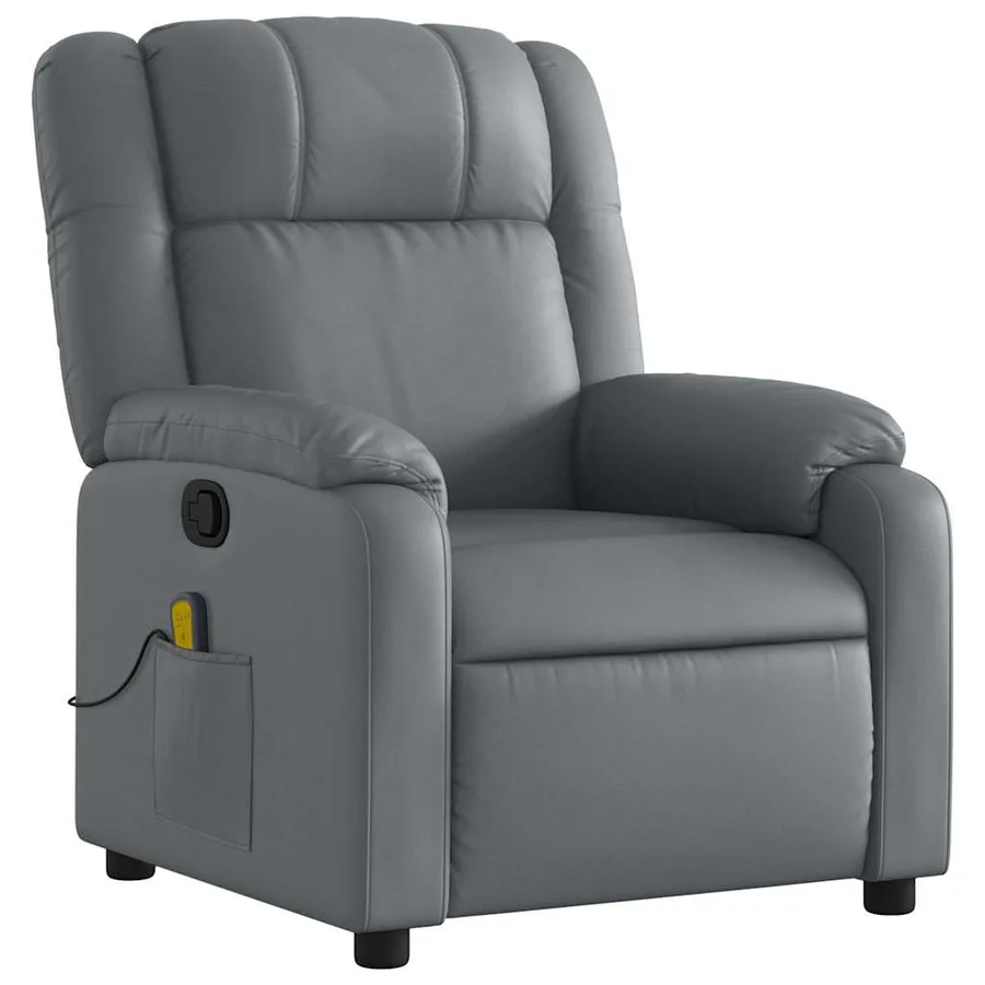 Fauteuil de massage inclinable Gris Similicuir - 4