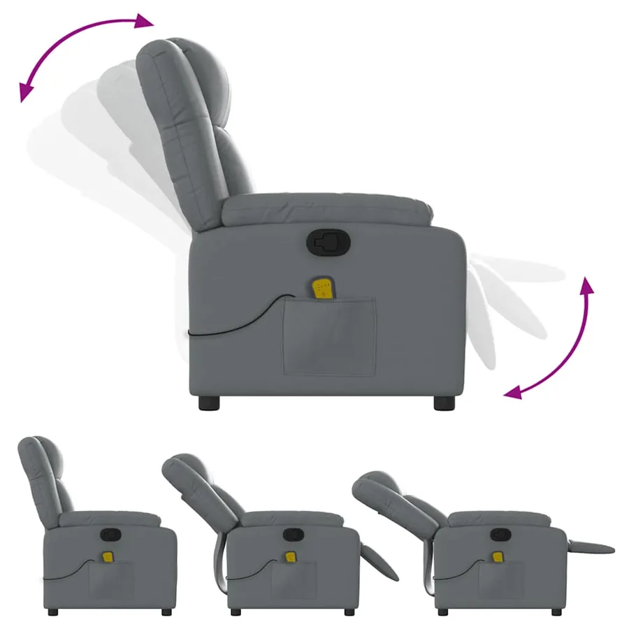 Fauteuil de massage inclinable Gris Similicuir - 6
