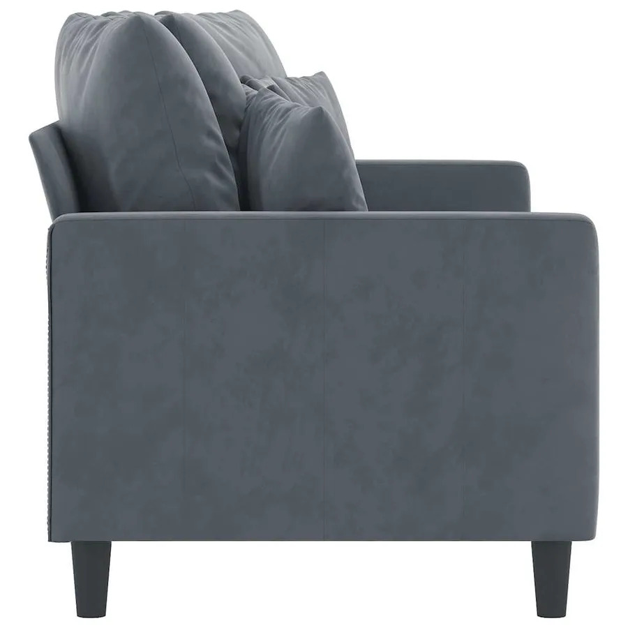 Canapé à 2 places Gris foncé 140 cm Velours - 4