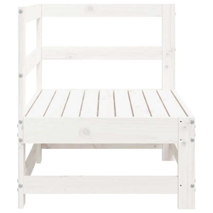 Canapé d'angle de jardin blanc bois de pin massif - 3