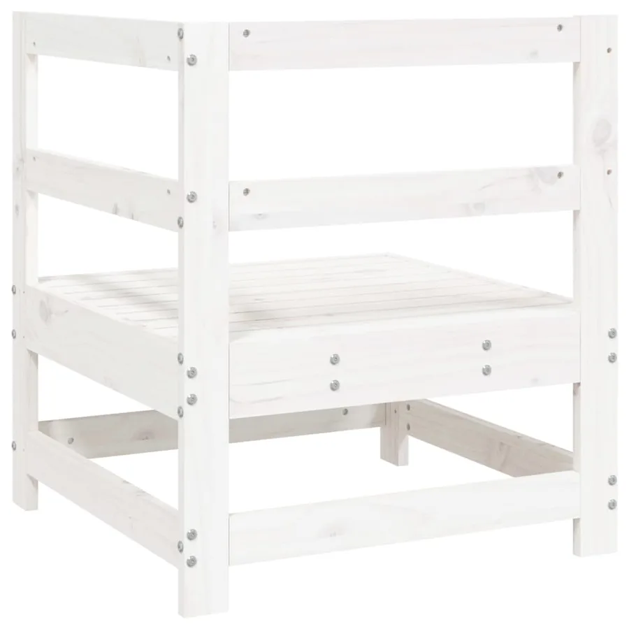 Canapé d'angle de jardin blanc bois de pin massif - 4