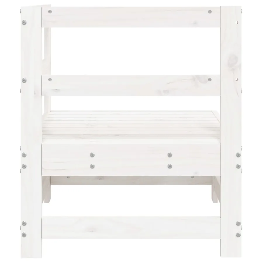 Canapé d'angle de jardin blanc bois de pin massif - 5