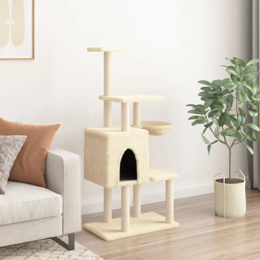 Arbre à chat avec griffoirs en sisal Crème 131 cm - 3
