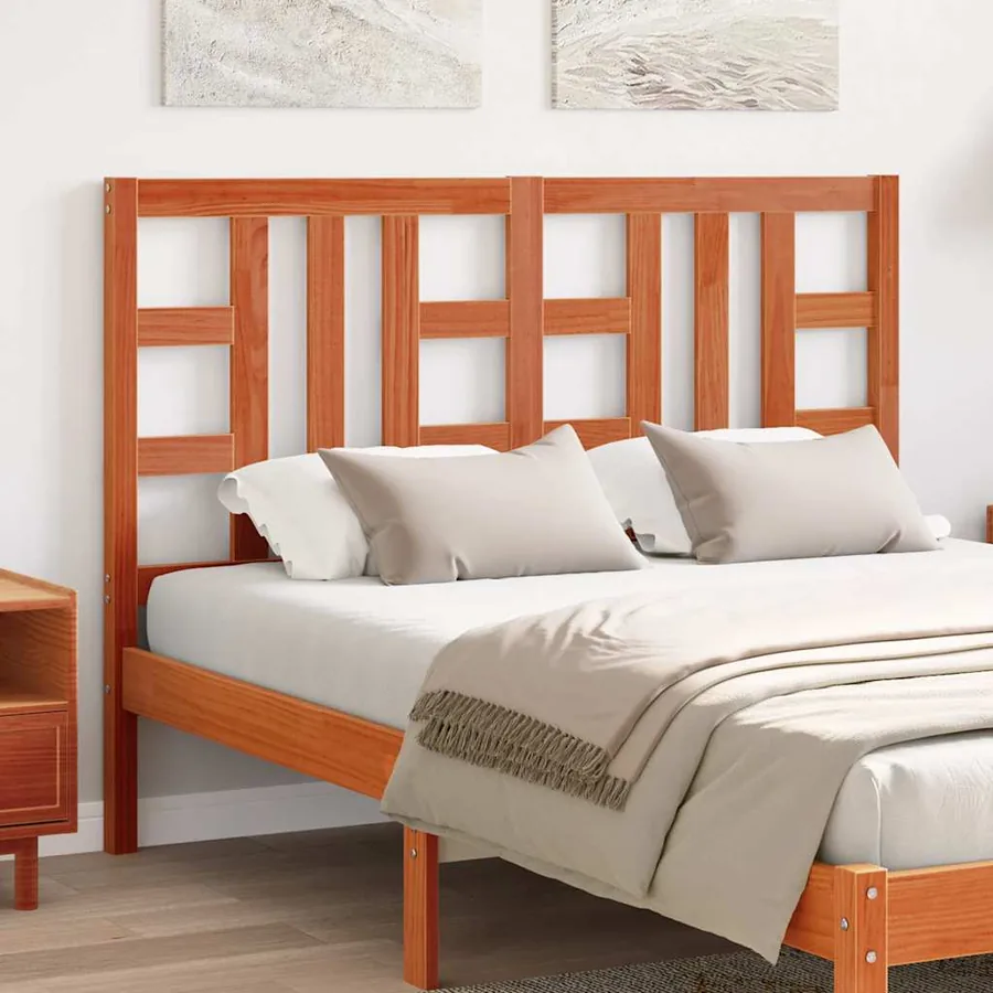 Tête de lit cire marron 135 cm bois massif de pin