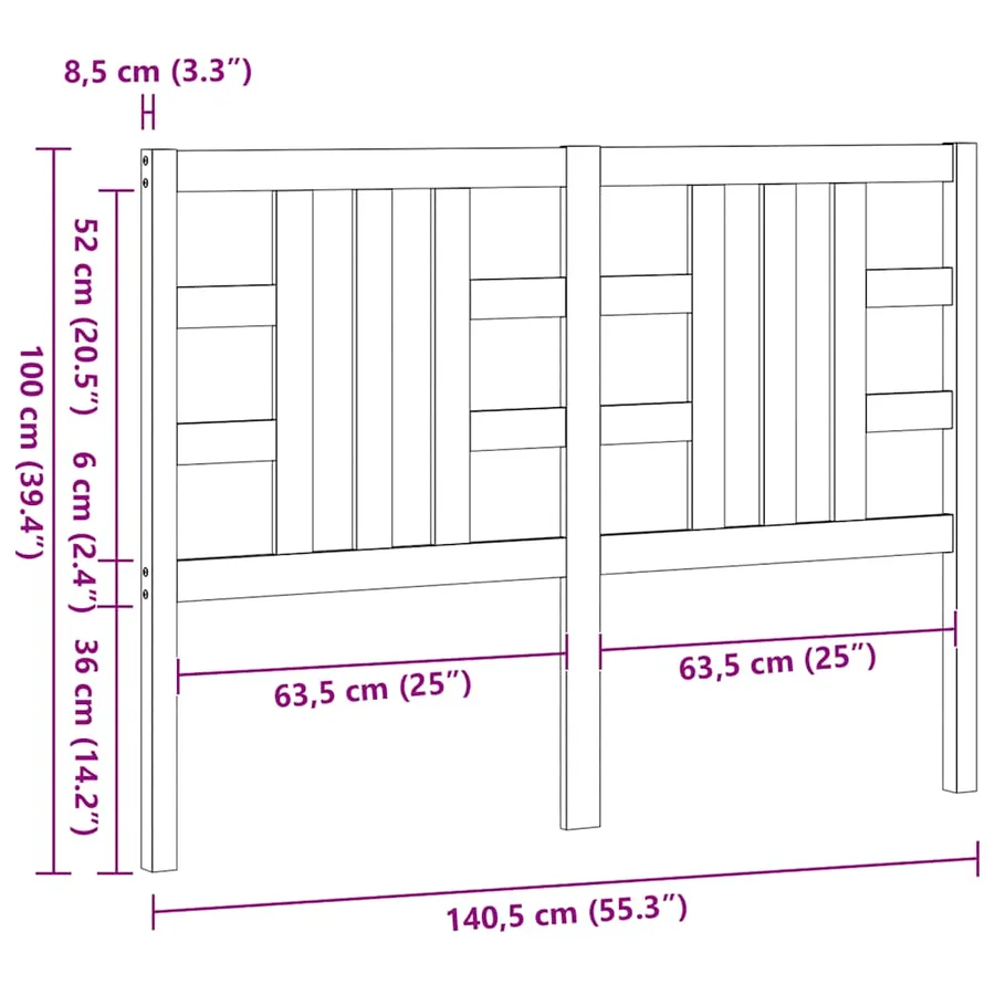 Tête de lit cire marron 135 cm bois massif de pin - 9