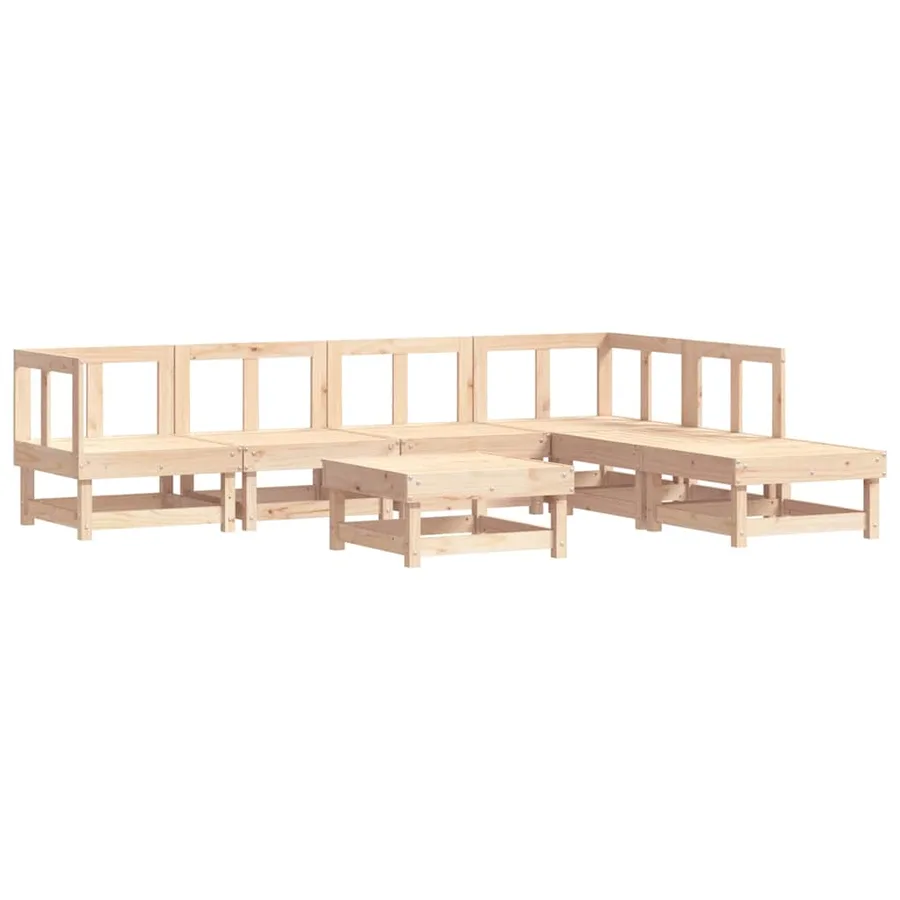 Salon de jardin 7 pcs Bois de pin massif - 2