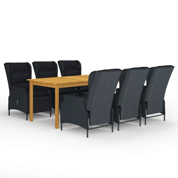 Ensemble à manger de jardin 7 pcs Gris foncé