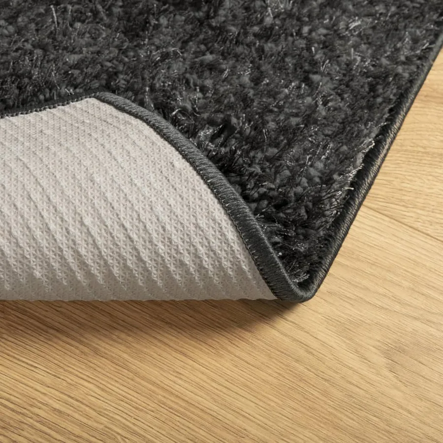 Tapis ISTAN à poils longs aspect brillant anthracite 140x200 cm - 5