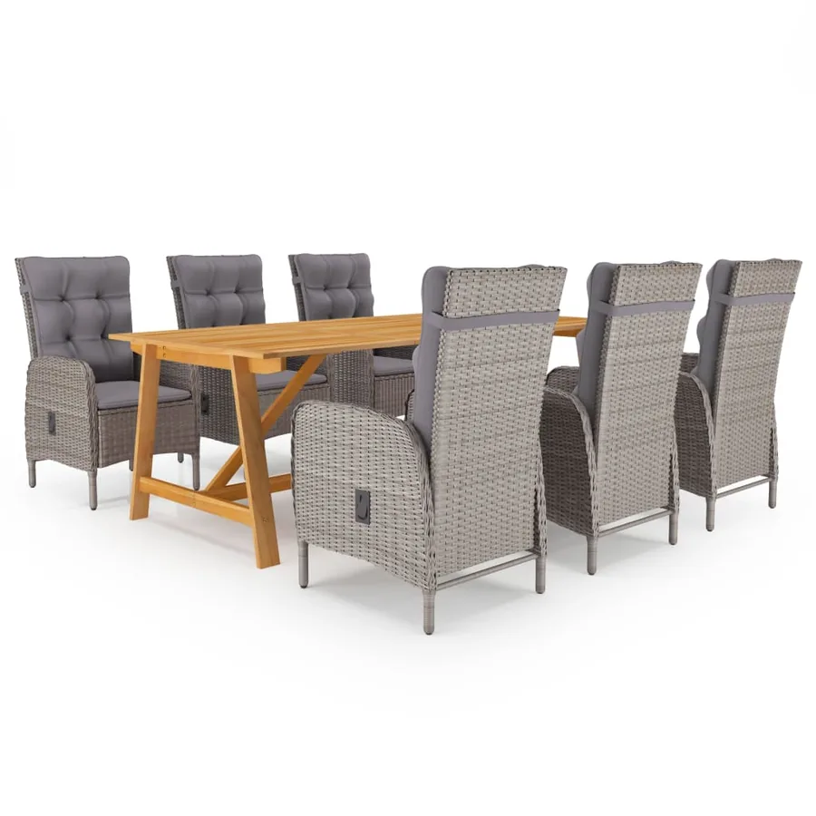 Ensemble à manger de jardin 7 pcs Gris