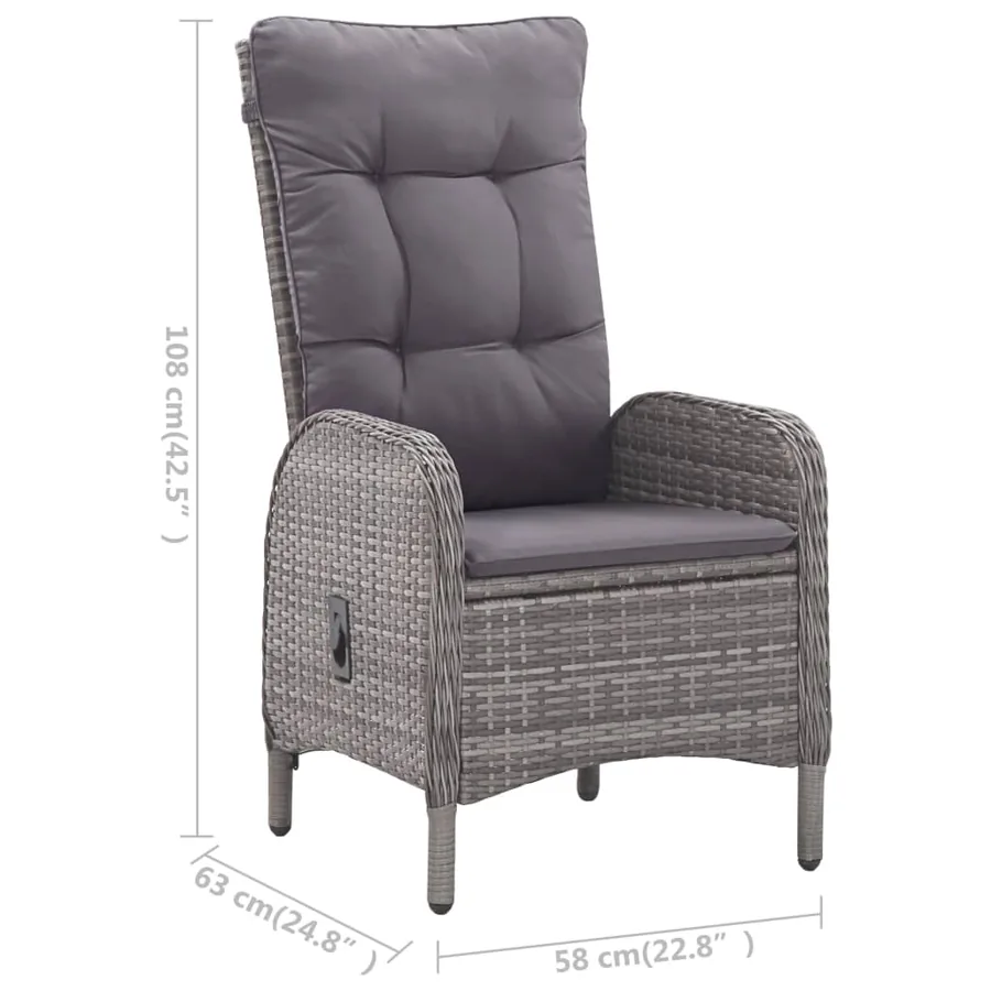 Ensemble à manger de jardin 7 pcs Gris - 11