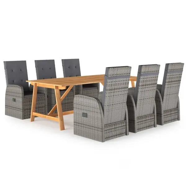 Ensemble à manger de jardin 7 pcs Gris