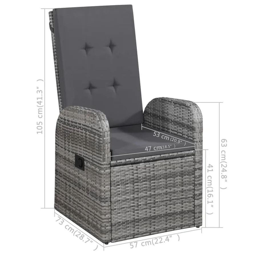 Ensemble à manger de jardin 7 pcs Gris - 10