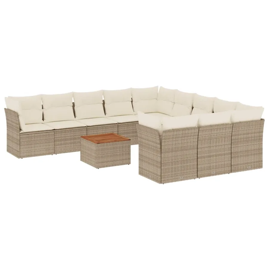 Salon de jardin avec coussins 12 pcs beige résine tressée - 2