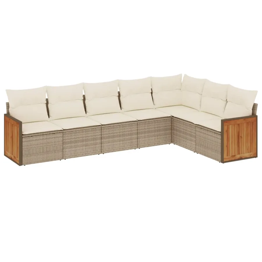 Salon de jardin avec coussins 7 pcs beige résine tressée - 2