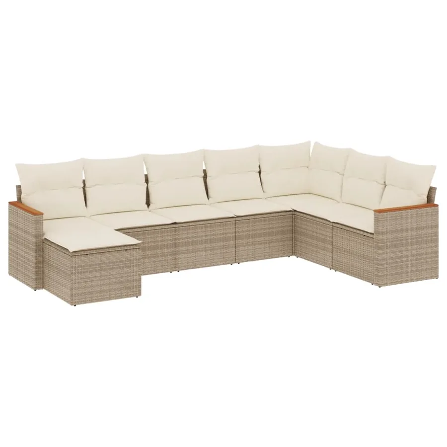 Salon de jardin avec coussins 8 pcs beige résine tressée - 2