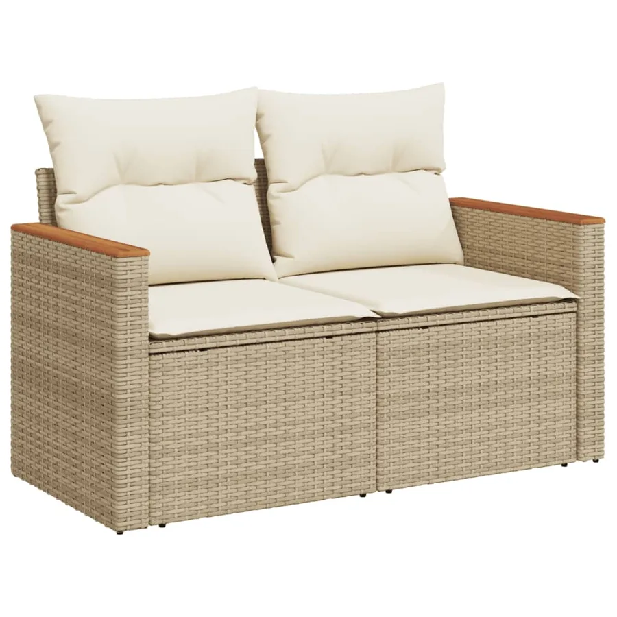 Salon de jardin avec coussins 10 pcs beige résine tressée - 7