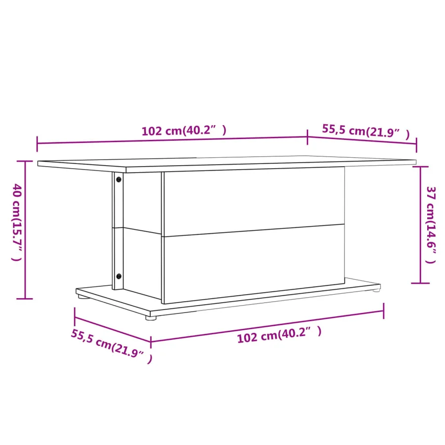 Table basse gris béton 102x55,5x40 cm bois d'ingénierie - 7