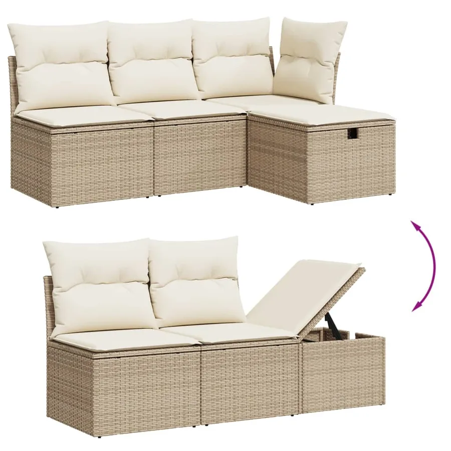 Salon de jardin 11 pcs avec coussins beige résine tressée - 3