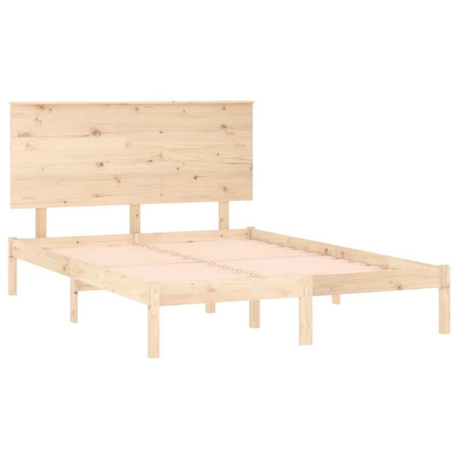 Cadre de lit sans matelas 140x190 cm bois de pin massif - 4