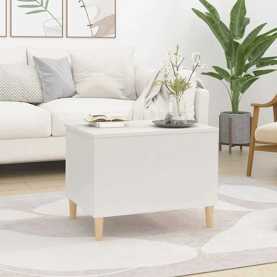 Table basse Blanc 60x44,5x45 cm Bois d'ingénierie - 3
